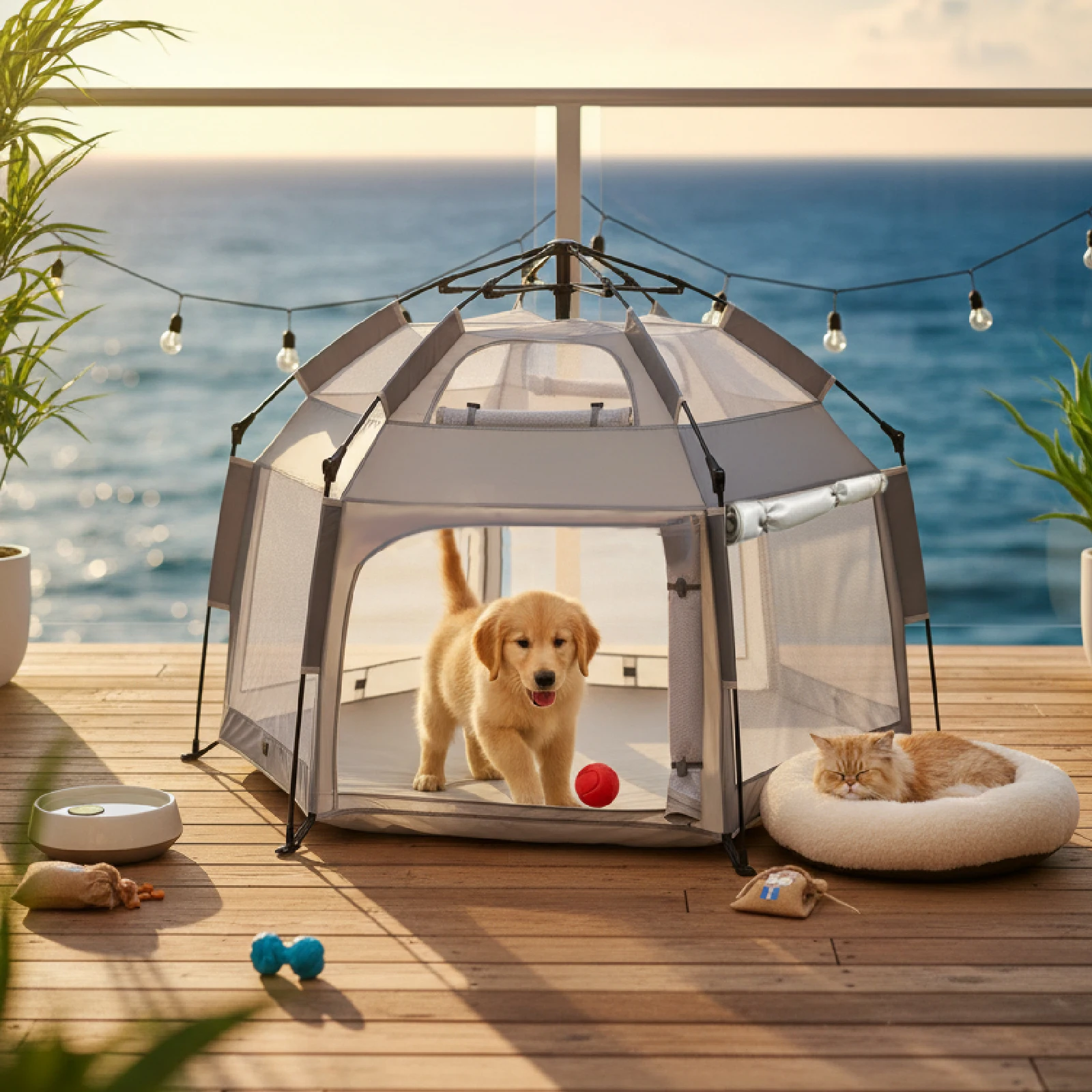 

Складная палатка двойного назначения для домашних животных в помещении и на открытом воздухе, солнцезащитный коврик, портативный забор для домашних животных с защитой от ультрафиолета и вентиляциями окон