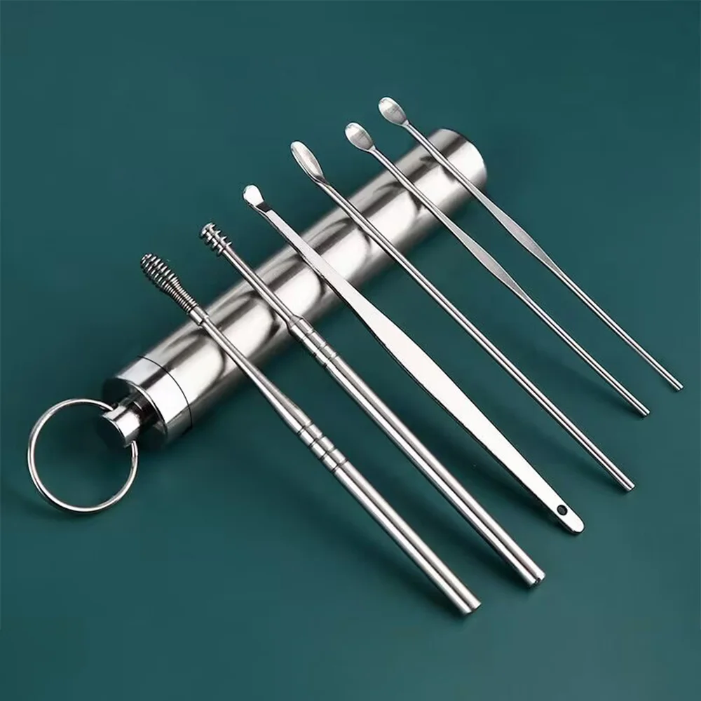 6PCS Earwax Remover Ear Cleaner Wax Removal Tool Earpick Sticks Curette Ear Pick Cleaning Ear Cleanser Spoon Health Care Earpick