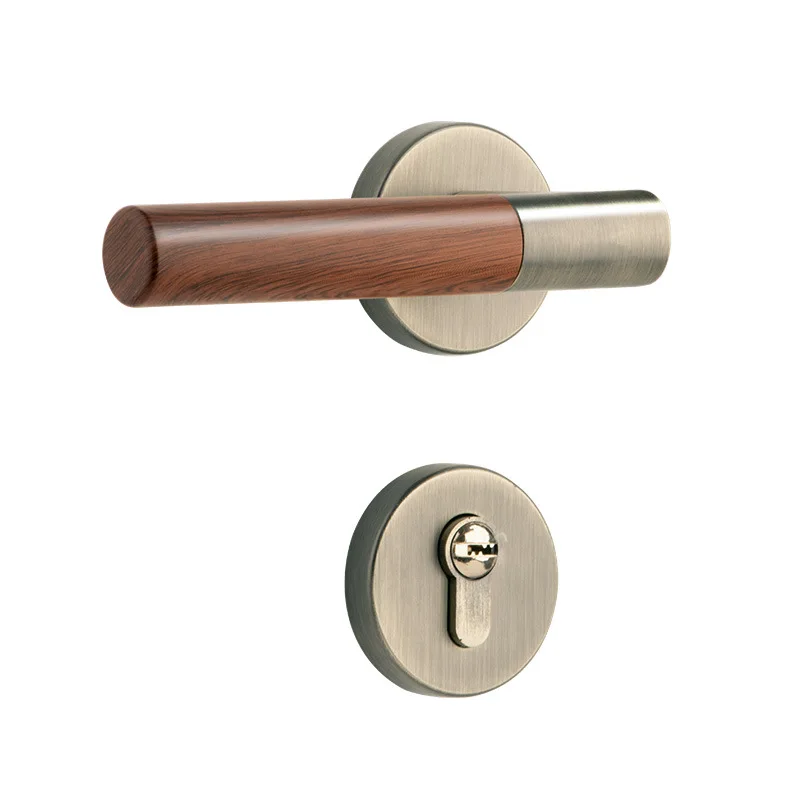 

Chinese Style Room Door Lock Bedroom Green Ancient Wood Grain Door Lock Indoor Bronze Lock Mute Door Handle Magnetic Handle Lock