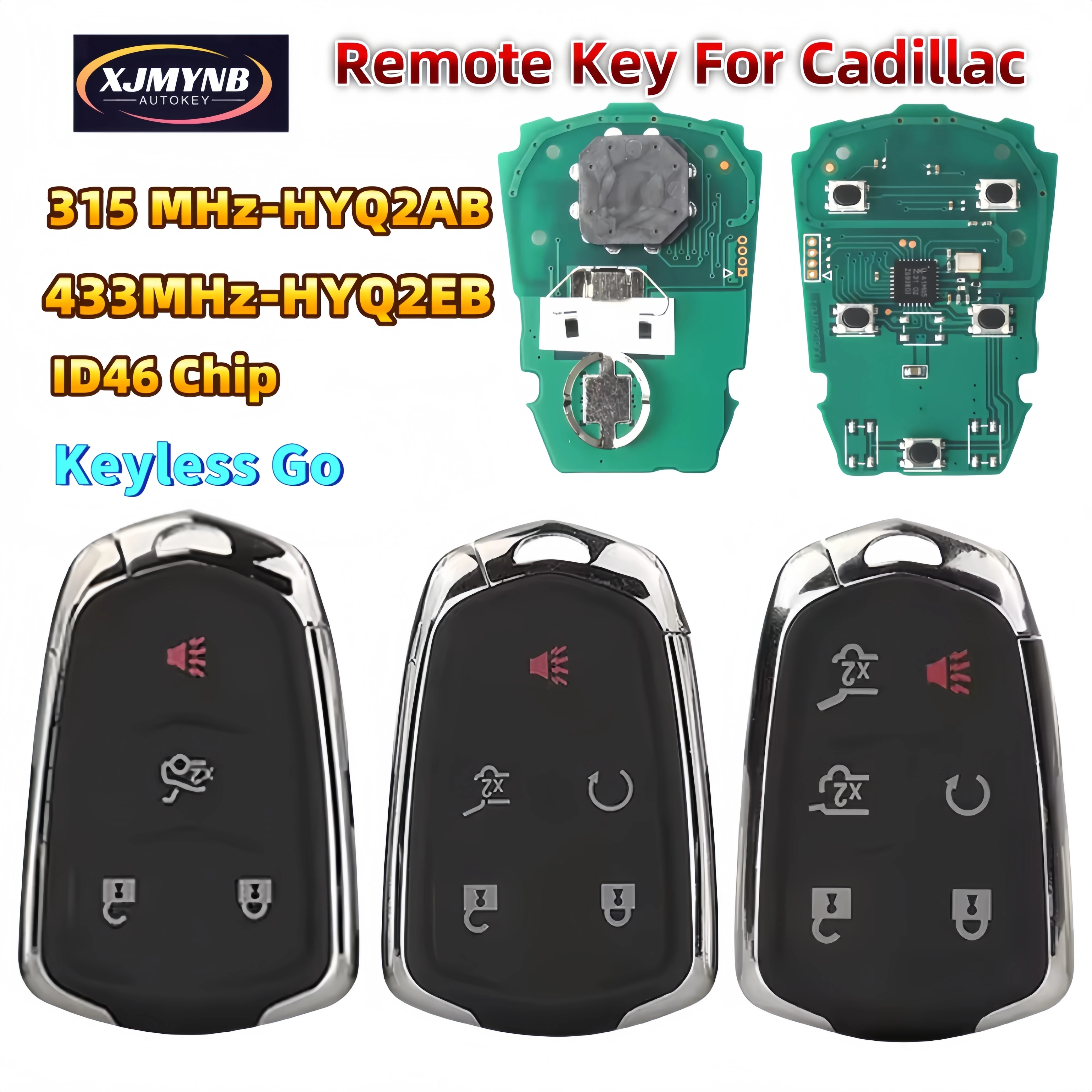 XJMYNB 315/433MHz 46 Chip Keyless Entry Go Smart Remote Car Key For Cadillac Escalade ESV XTS CTS CT6 XT4 XT5 ATS HYQ2EB HYQ2AB