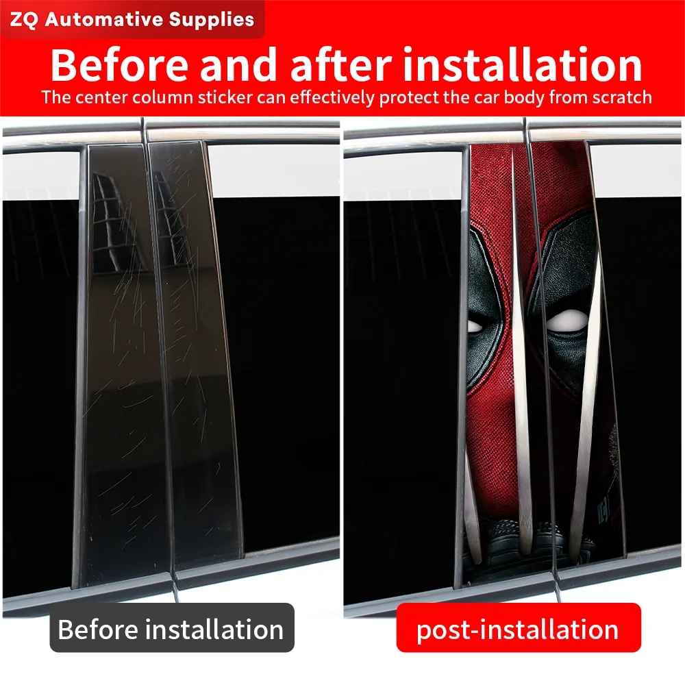 Pegatinas de héroe de Anime para coche, decoración de columna central de coche, pilar B, cubierta de arañazos, protector solar impermeable, calcomanías de vinilo, accesorios