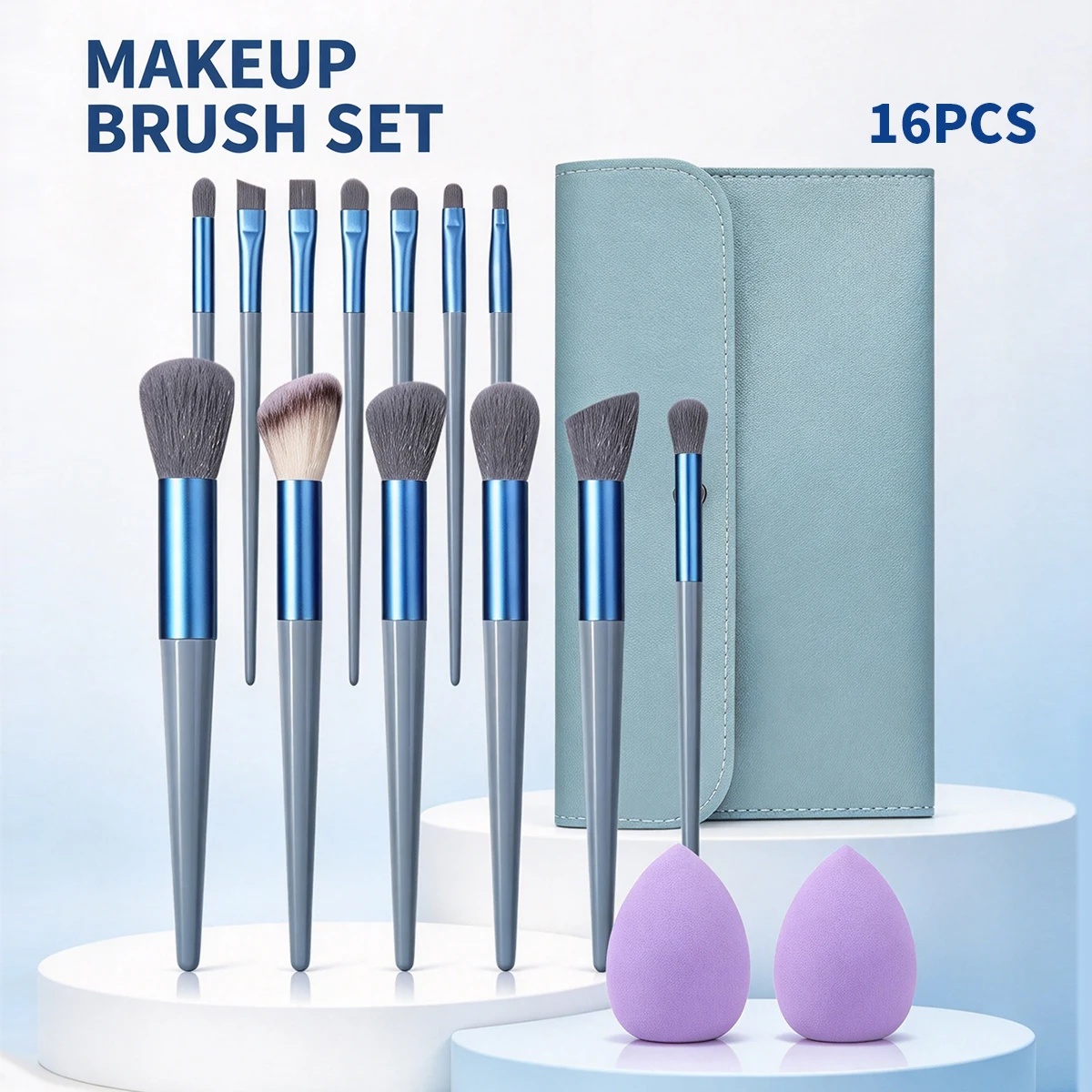 16Pcs 16Pcs Makeup Brushes Set  2 Beauty Sponges & Storage Bag, Professional Foundation Powder Eyeshadow Blush Contour Makeup Brush - Aliexpress Deal
