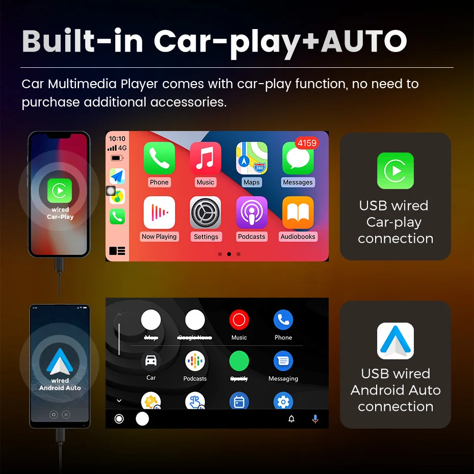 MEKEDE 2 Din Autoradio Universal Autoradio Multimedia MP5 Player 2DIN Carplay Android Auto Stereo USB 7 zoll Touchscreen audio – Detail 13