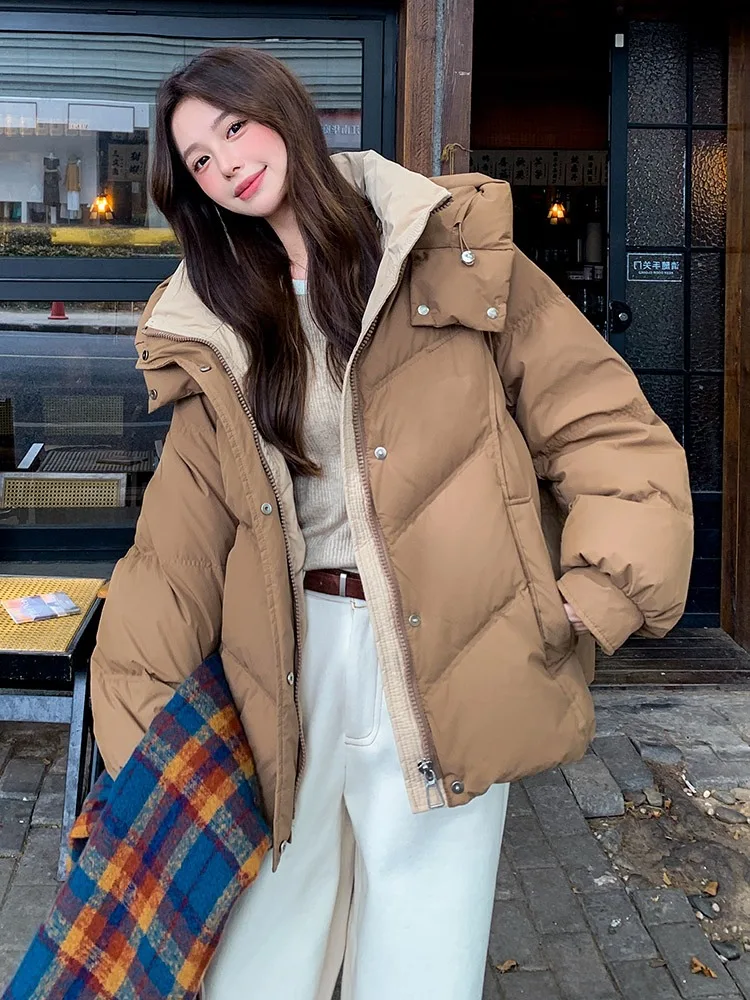 Hooded Down Jackets Women Winter Coats New Korean Style Students Loose Casual Short Thick Warm Quilted Coat Women Clothing
