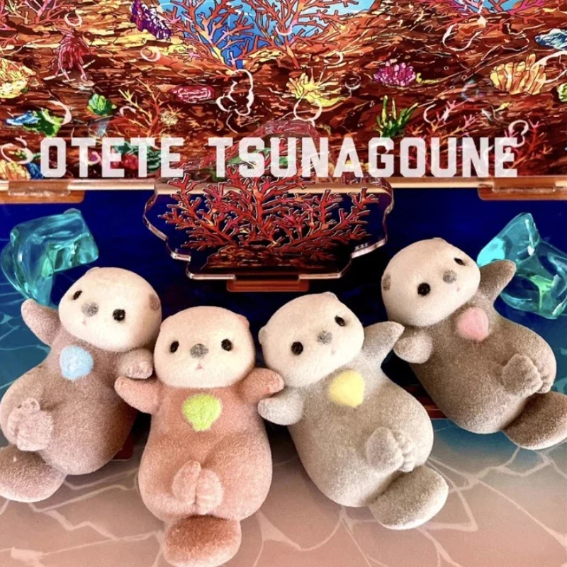 YELL Beflockung Hände halten Otter Tier Kapsel Spielzeug Aquarium Ornamente Nette Kawaii Otter Modell Gashapon Gacha Spielzeug Kinder Geschenke
