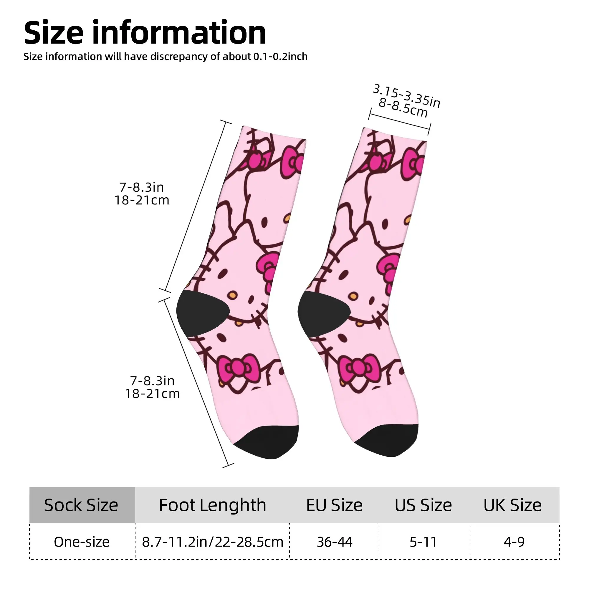 Skarpetki Hello Kitty Damskie Męskie Wygodne Skarpetki Kawaii Wiosenne Antypoślizgowe Skarpetki na Zewnątrz Personalizowane Skarpetki Prezent Urodzinowy