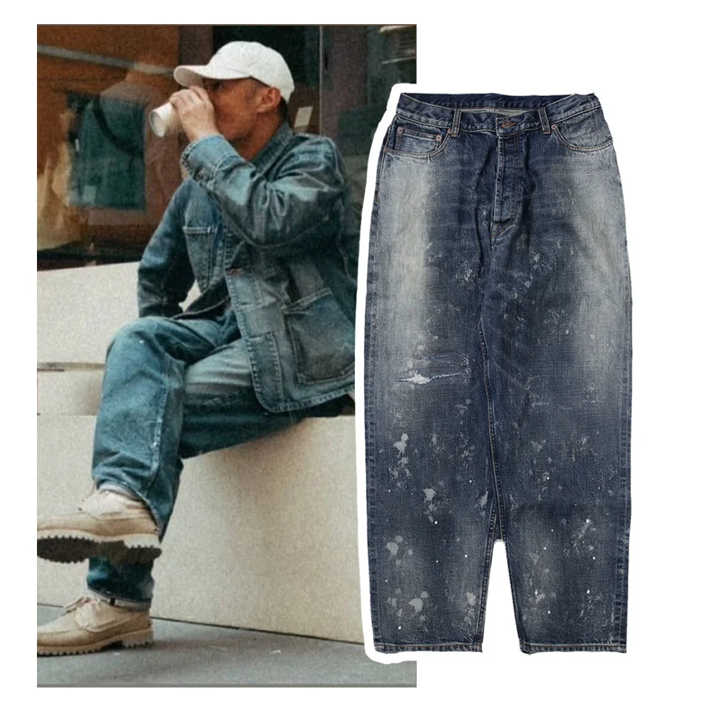 

MADN Low Waist Vintage Waed Loose Casual Workwear Jeans Breathable Comfortable Cotton Men's Winter Season Casual Jeans