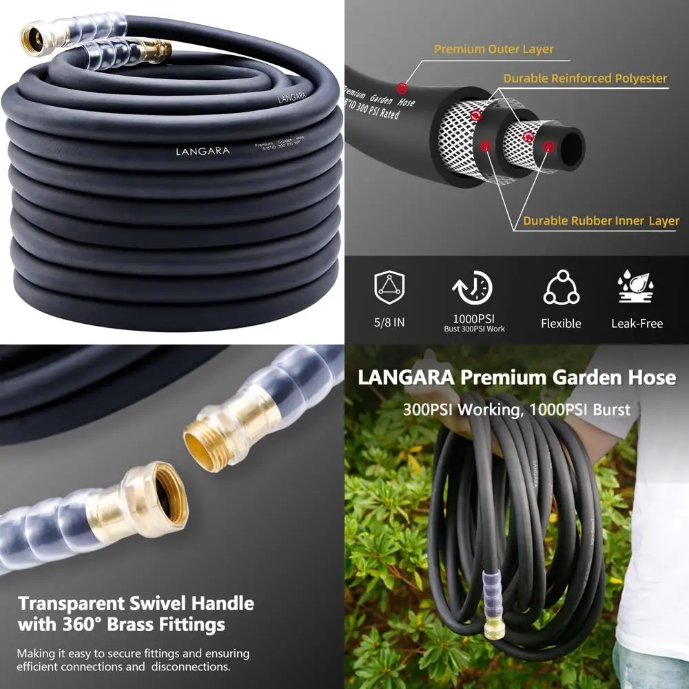 

Premium Heavy-Duty 90ft Garden Hose with 5/8-Inch Diameter, 300PSI Working Pressure, 1000PSI Burst Resistance, Cold and Hot Wate