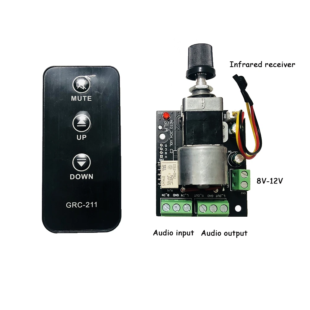 Motor Remote Control Volume Control Board Pre-amplifier Infrared Potentiometer with Mute Function For DAC Amplifier