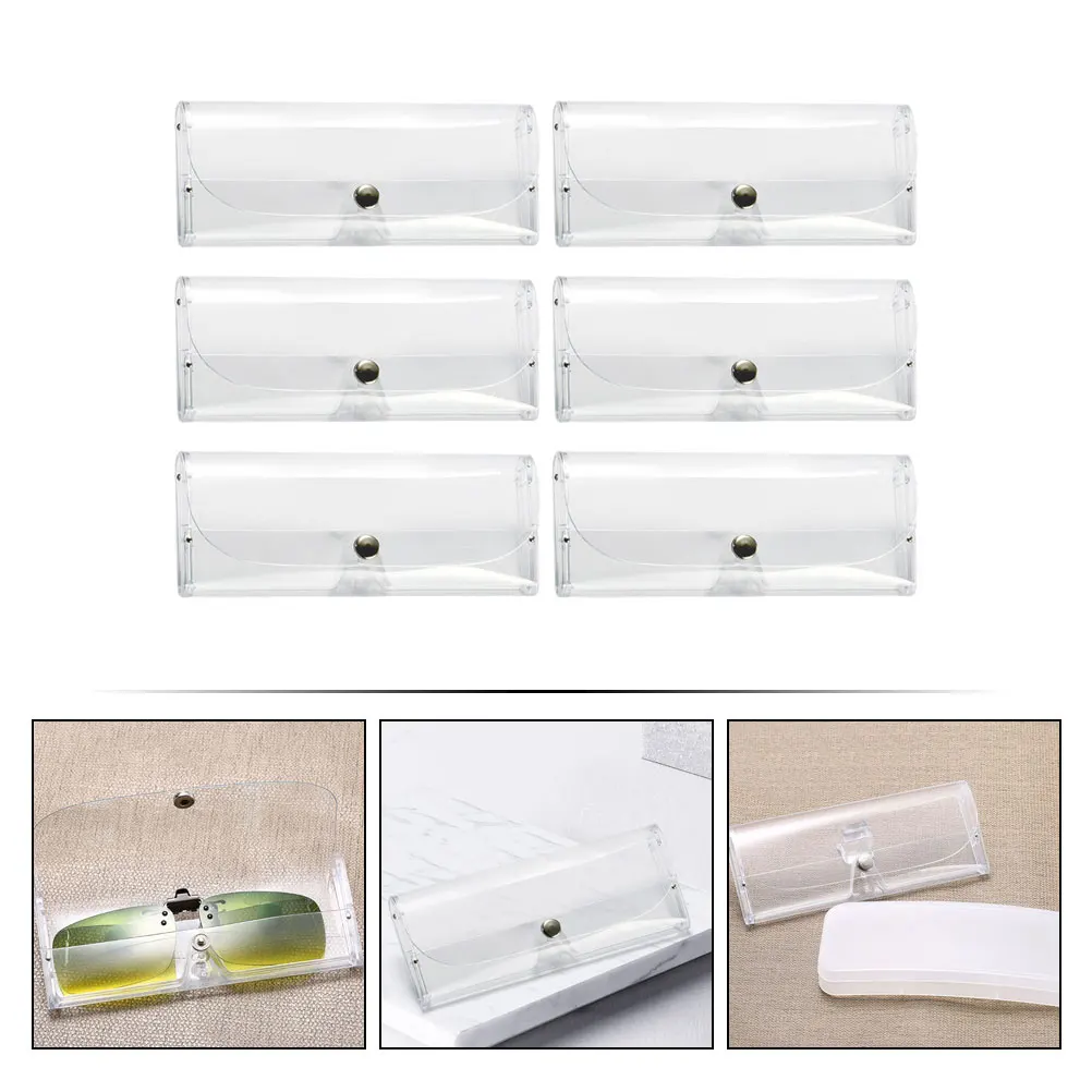 

6pcs Clear Glasses Storage Box Anti-Pressure Portable Eyeglasses Case For Sunglasses Protection Fits Most Regular Sized Eyewear
