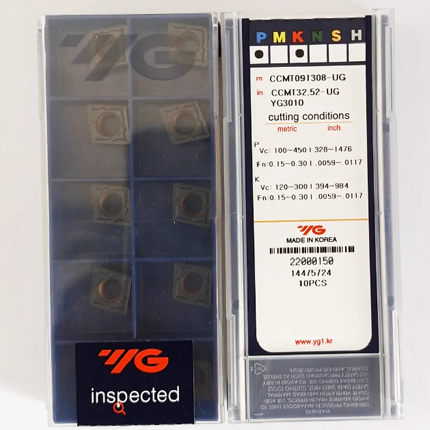 

CCMT09T308-UG YG801/CCMT09T308-UG YG3010/CCMT09T308-UG YG3020/CCMT09T308-UG YG3030 Original YG Carbide Inserts CNC Turning Tools