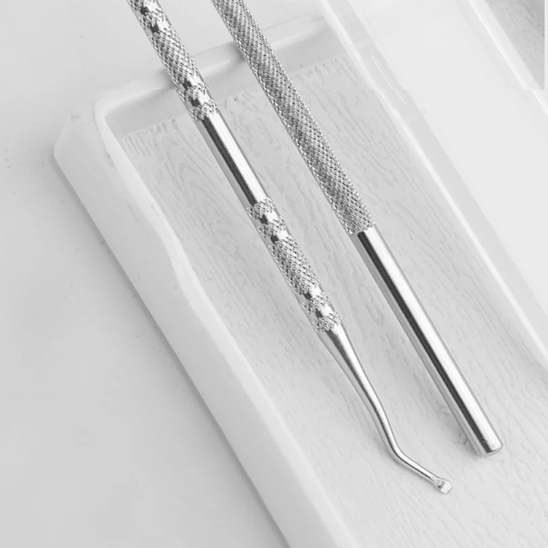 Crochet à double extrémité pour soins des ongles, outil de manucure et pédicure, 2 pièces