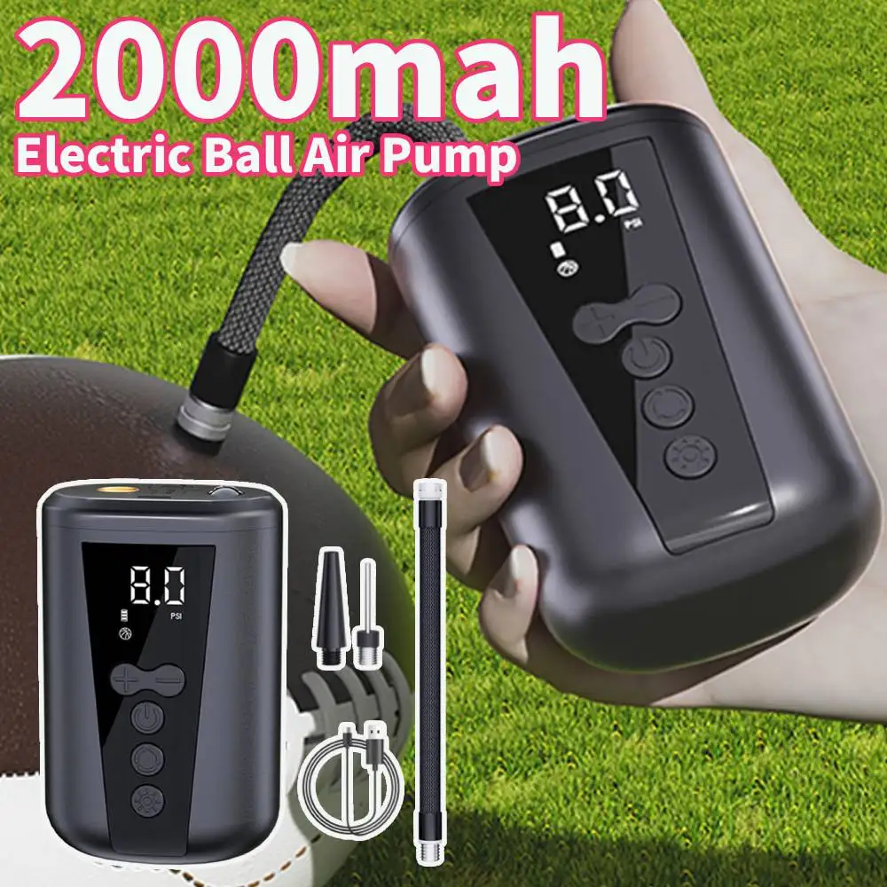 ضاغط هواء لاسلكي صغير ببطارية 2000 مللي أمبير في الساعة مضخة كروية كهربائية سريعة التضخم مضخة كروية محمولة لكرة القدم وكرة السلة