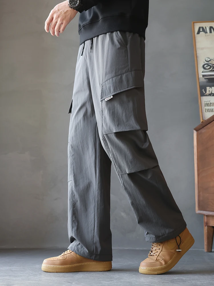 

10xl Мужские прямые брюки-карго 2025 размера плюс 9xl 8xl Уличная одежда с эластичной резинкой на талии Широкие брюки Свободные повседневные брюки для мужчин