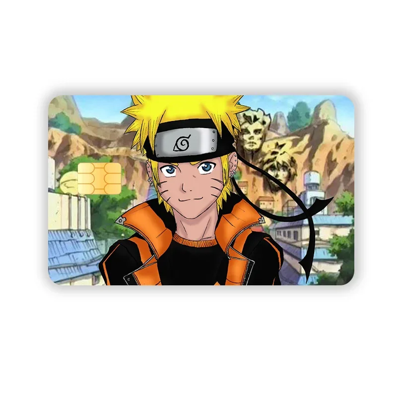 Pegatinas de piel de tarjeta de crédito de dibujos animados de Naruto, pegatina impermeable, decoración, película protectora de tarjeta de carga bancaria de débito