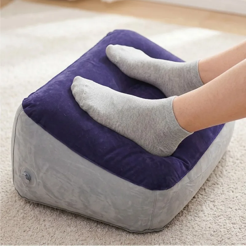 2026 New Inflatable PVC Footrest Pillow Air Cushion Ergonomic Leg Rest Relaxing Portable Foot Stool for Travel Office Under Desk