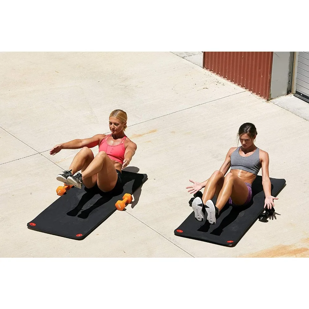 سجادة تمارين معلقة من الدرجة التجارية، سجادة يوجا رغوية كثيفة لفصول اللياقة البدنية الجماعية مع فتحات معززة #5