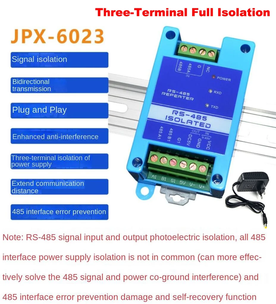 Industrial Automation RS485 Bus Split Hub/Repeater Din-Rail of Photoelectric/Full Isolation Anti-interference