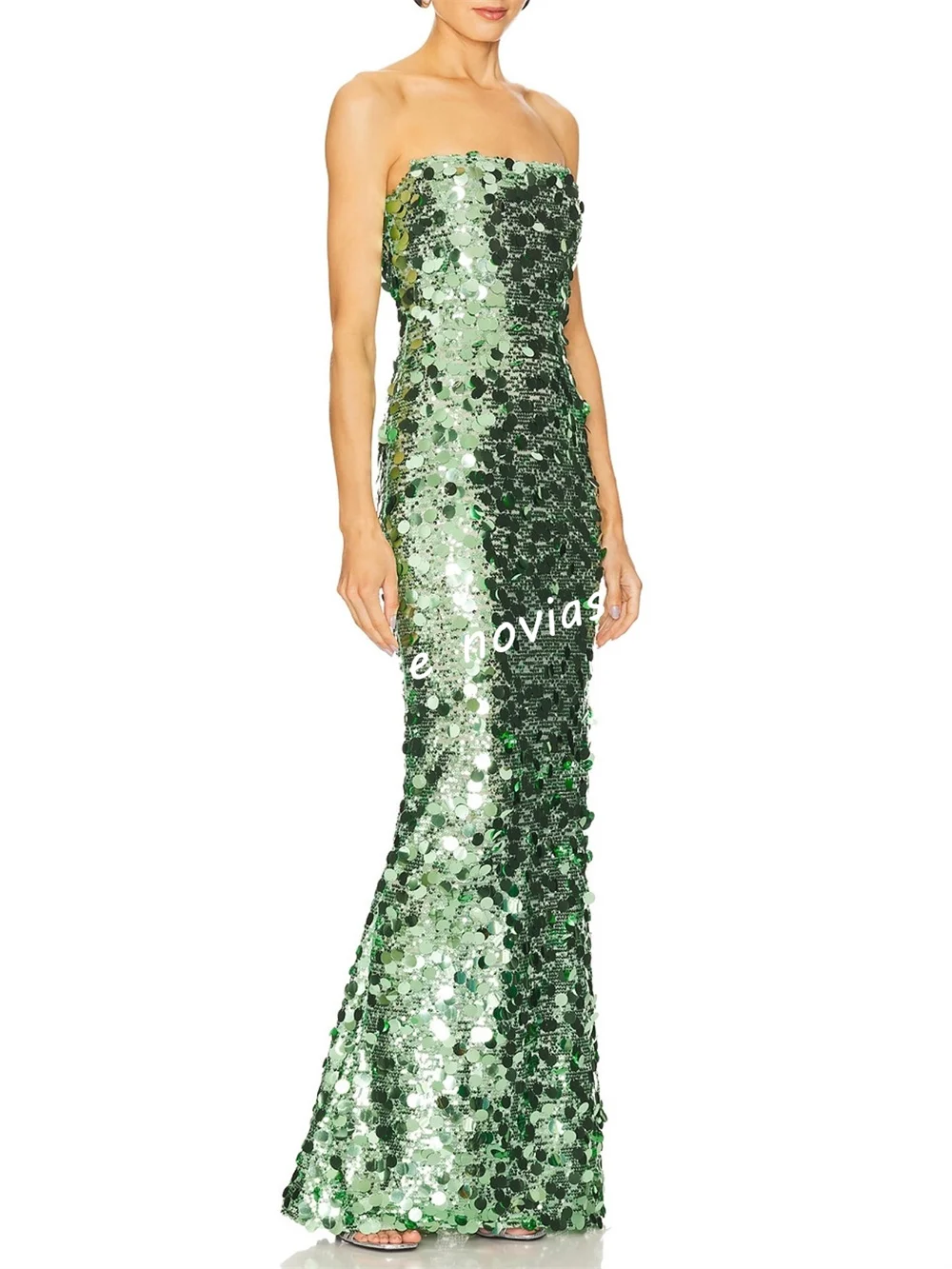 فستان سهرة فاخر مزين بالترتر مخصص، فساتين طويلة حورية البحر بدون حمالات، مناسبة مخصصة للحفلات اللامعة #3