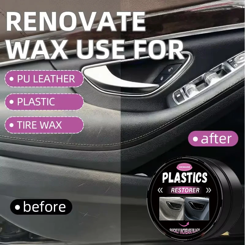 Car Plastic Restorer, Black Gloss Restorer, Paint Surface Leather Plastic Repair Polishing Wax, Car Coating Renovation Interior Care Paste