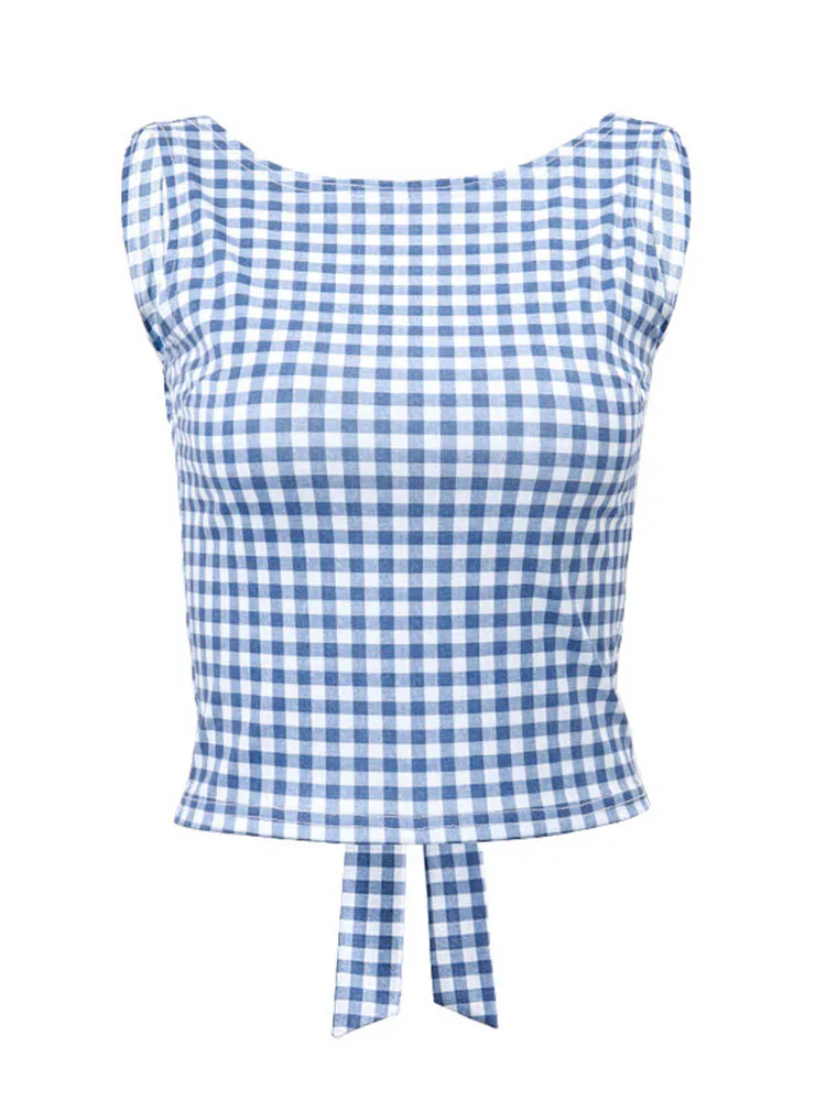 سترة صيفية غير رسمية لعام 2025 ملابس شارع منقوشة على الموضة الكورية سترة خلفية مكثفة على شكل فراشة مطبوعة بدون أكمام قطع علوية ضيقة على الموضة #2