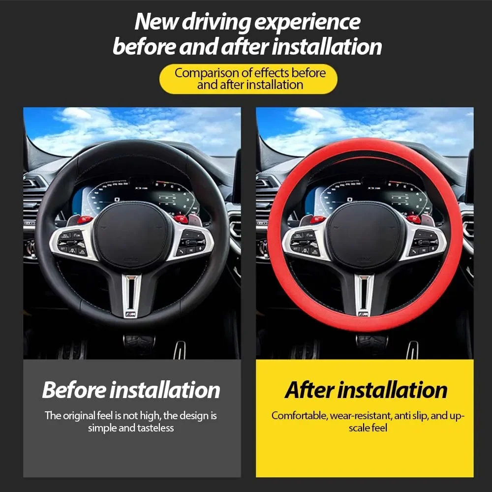Car Silicone Steering Wheel Cover Soft Wear-resistant Non-slip Steering Wheel Auto Protective Shell Covers Accessories image 4