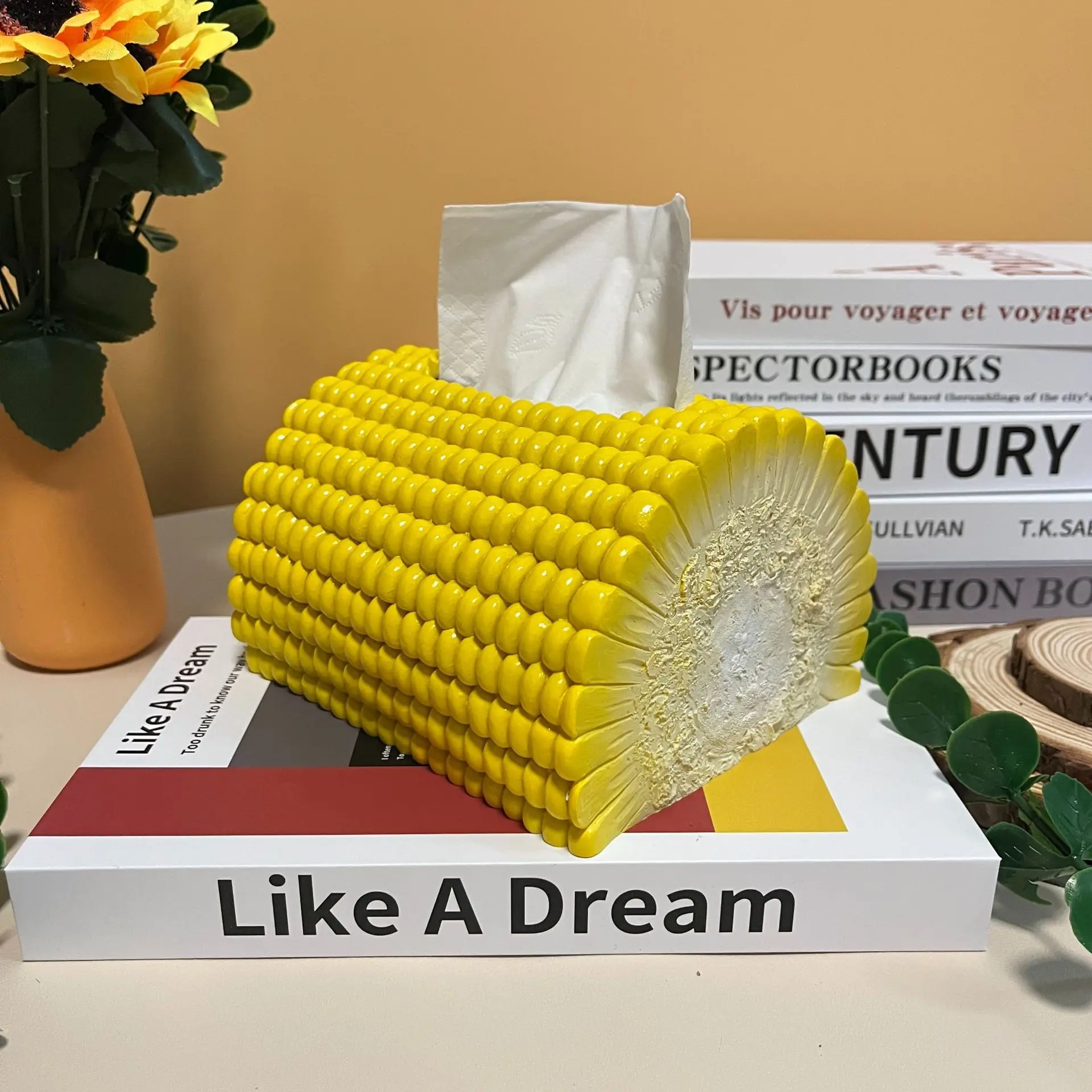 

Simulated corn tissue box home restaurant living room functional decorative item resin craft ornament tabletop ornament