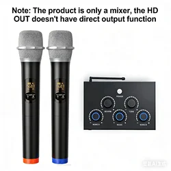 UHF 2 Channel HD Karaoke Wireless Microphone Mixer Optik Sound Quality Mic System Mikser Karaoke Mixer for Smart TV Karaoke