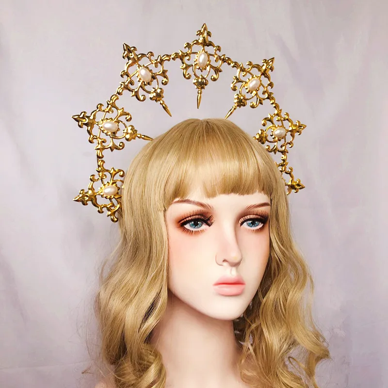 

Lolita Headband Golden Halo Mary Halo Goddess Crown Women Headwear Halloween Costume Star Headpiece Hair Accessories