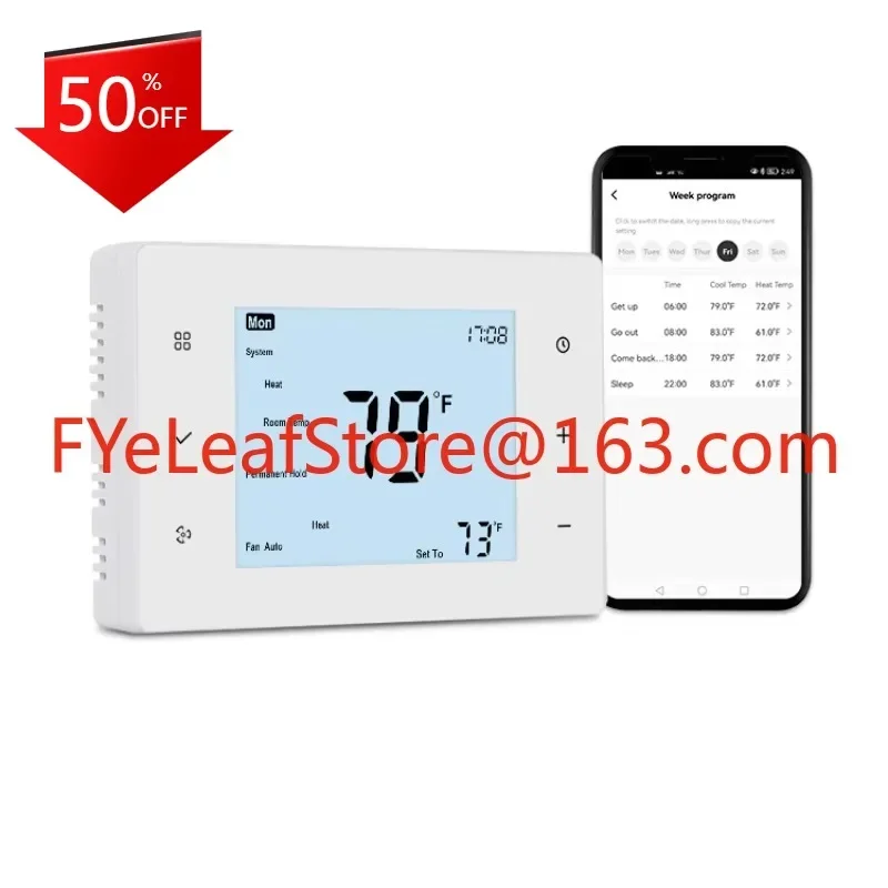 

Weekly Programmable Digital Smart 24v Wifi Thermostat For Heating And Cooling System