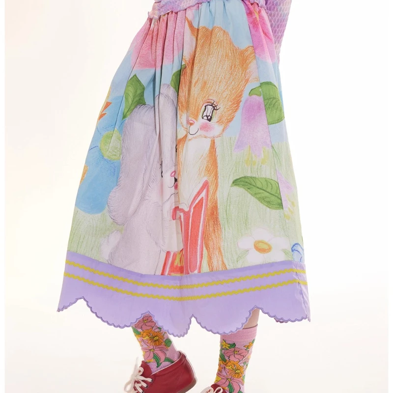 Autumn New Pink Gold and Silver Thread Women's Socks Japanese Design Cute Sweet Flower Print Versatile Mid-Calf Hosiery Ladies