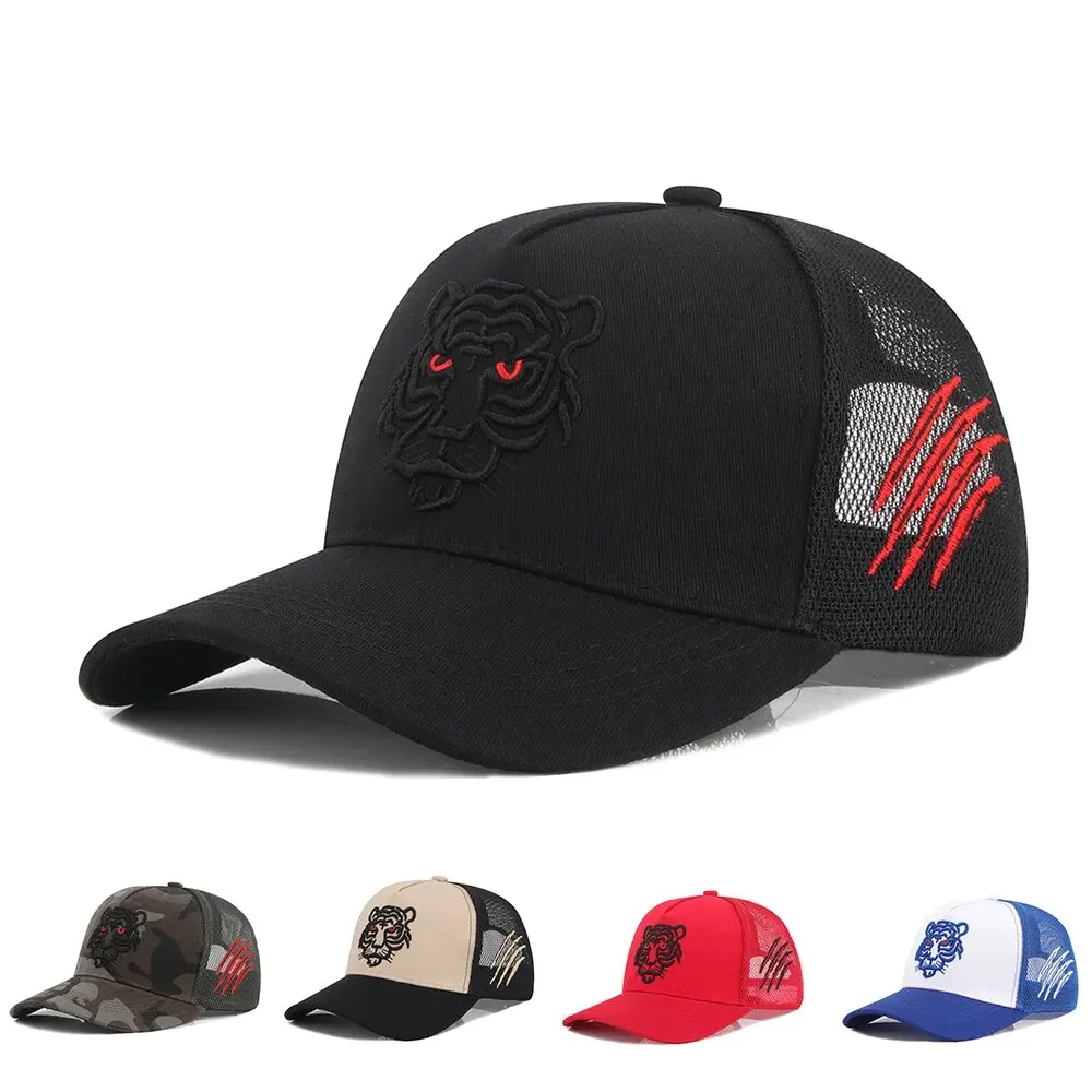 Gorras de béisbol con bordado de tigre para hombres y mujeres, sombreros de papá, Snapback ajustable, gorras Unisex para adultos