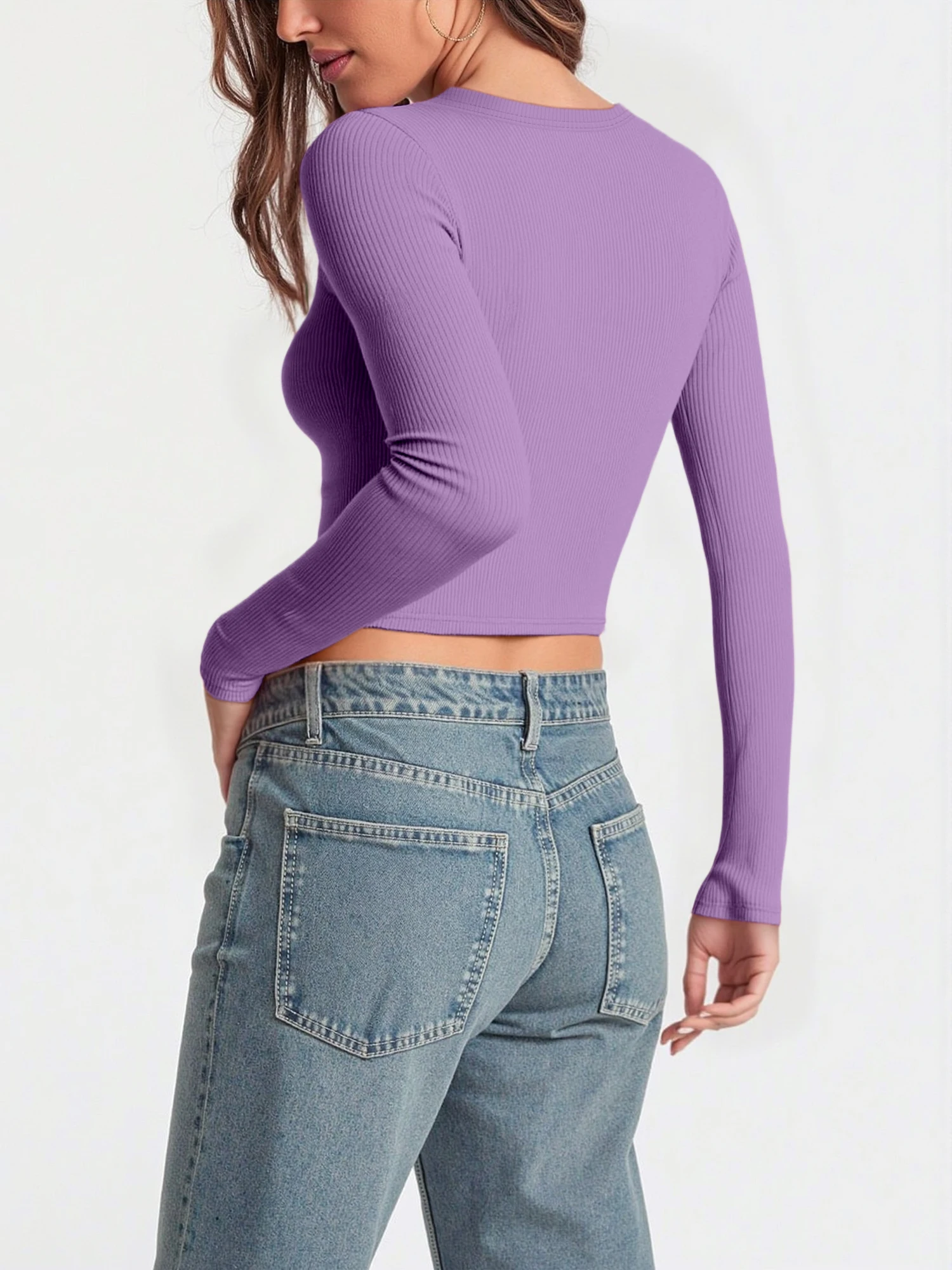 Blogger-Favorite Square Neck Crop Top, Soft Ribbed Slim Shirt for Photo Shoots & Urban Fashion