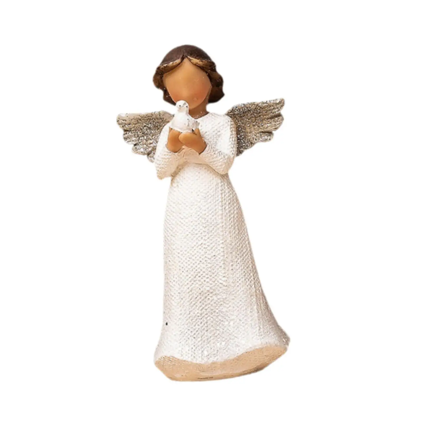 Angel Statue Figurine Cherub Sculpture Decoration Home Resin Figure Holding Pigeon Decorative for Birthday Cabinet New Year