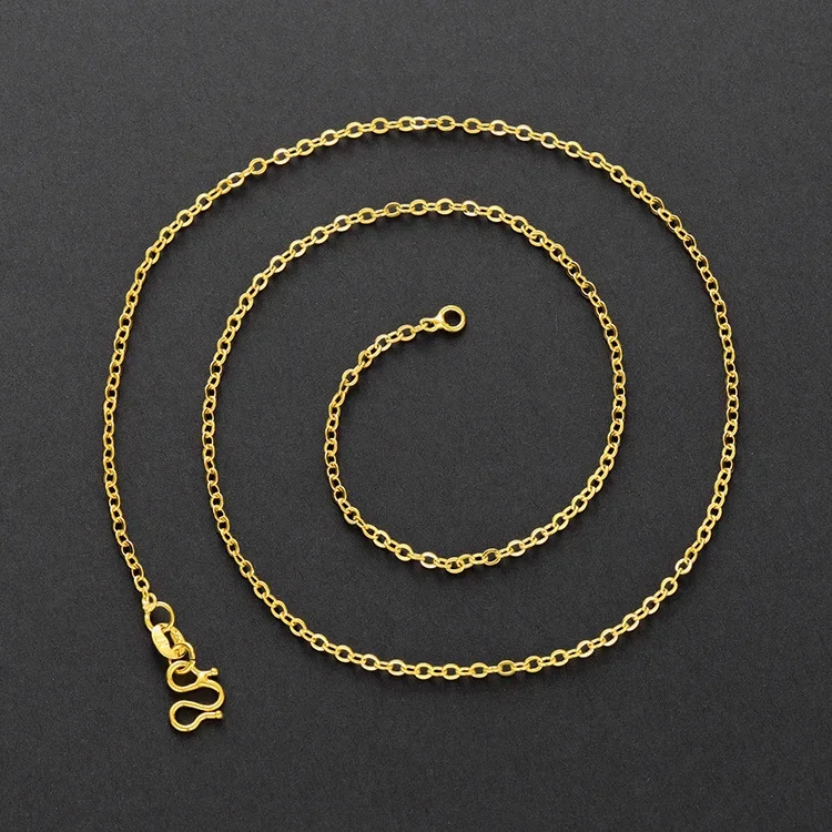 Real 14K Gold Color Necklace Chain for Women's Clavicle Chain Neck Collare for Girlfriend Fashion Birthday Jewelry Gift Not Fade