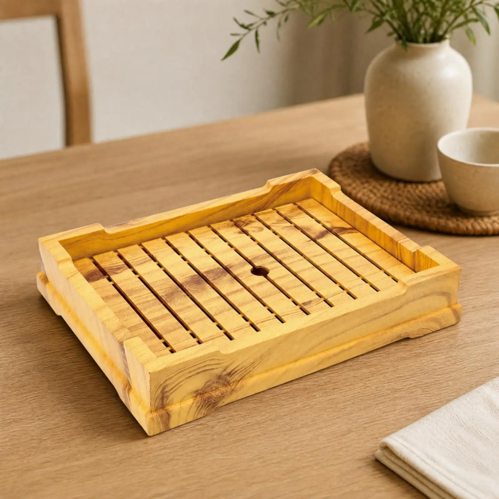 Rectangular ABS Plastic Serving Tray Slim Serving Tray with Raised Edges for Tea Service, Home Dining