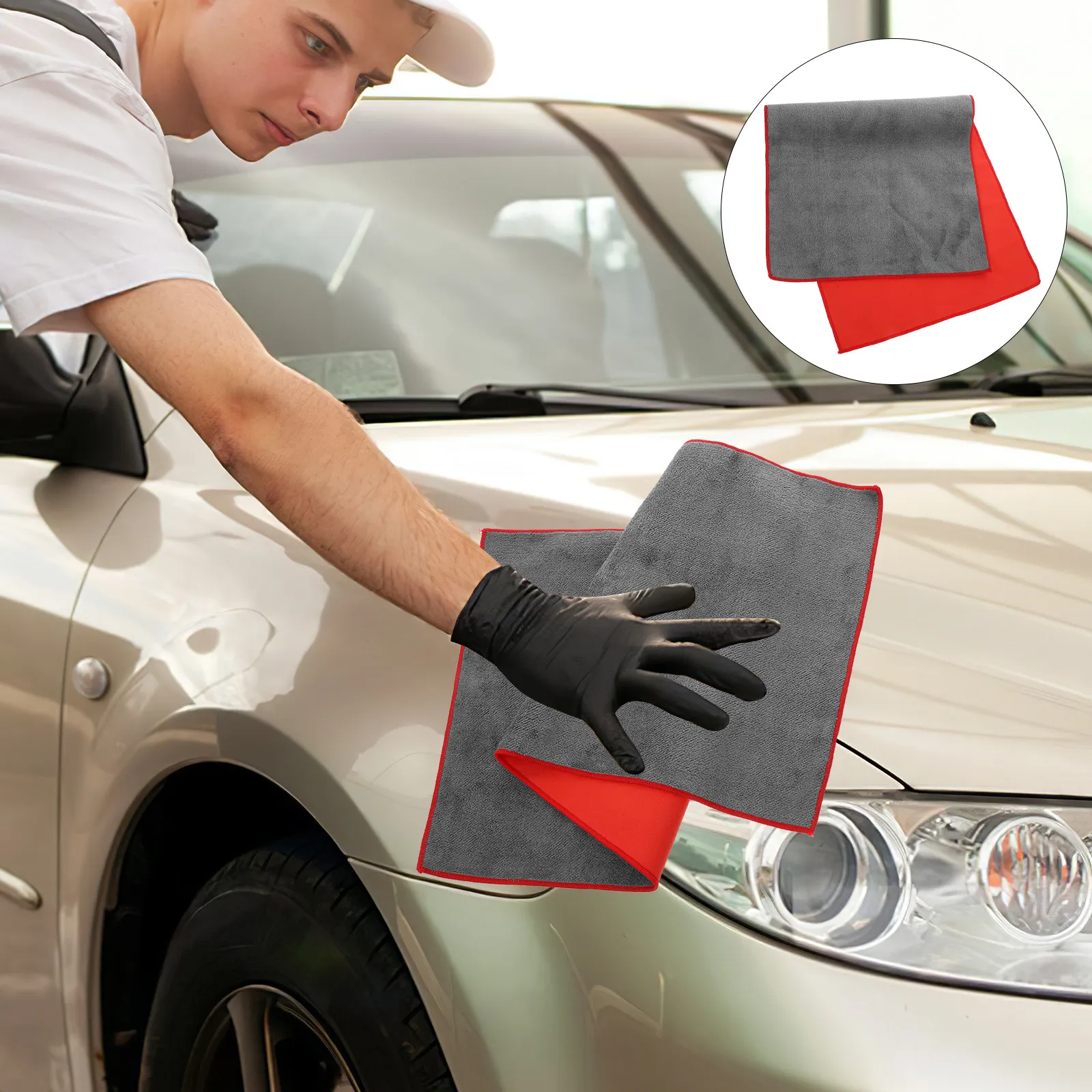 2Pcs Car Drying Towel Super Absorbent Cleaning Cloth Double Sided Suede Fabric Car Wash Towels Large Size Reusable Absorbent
