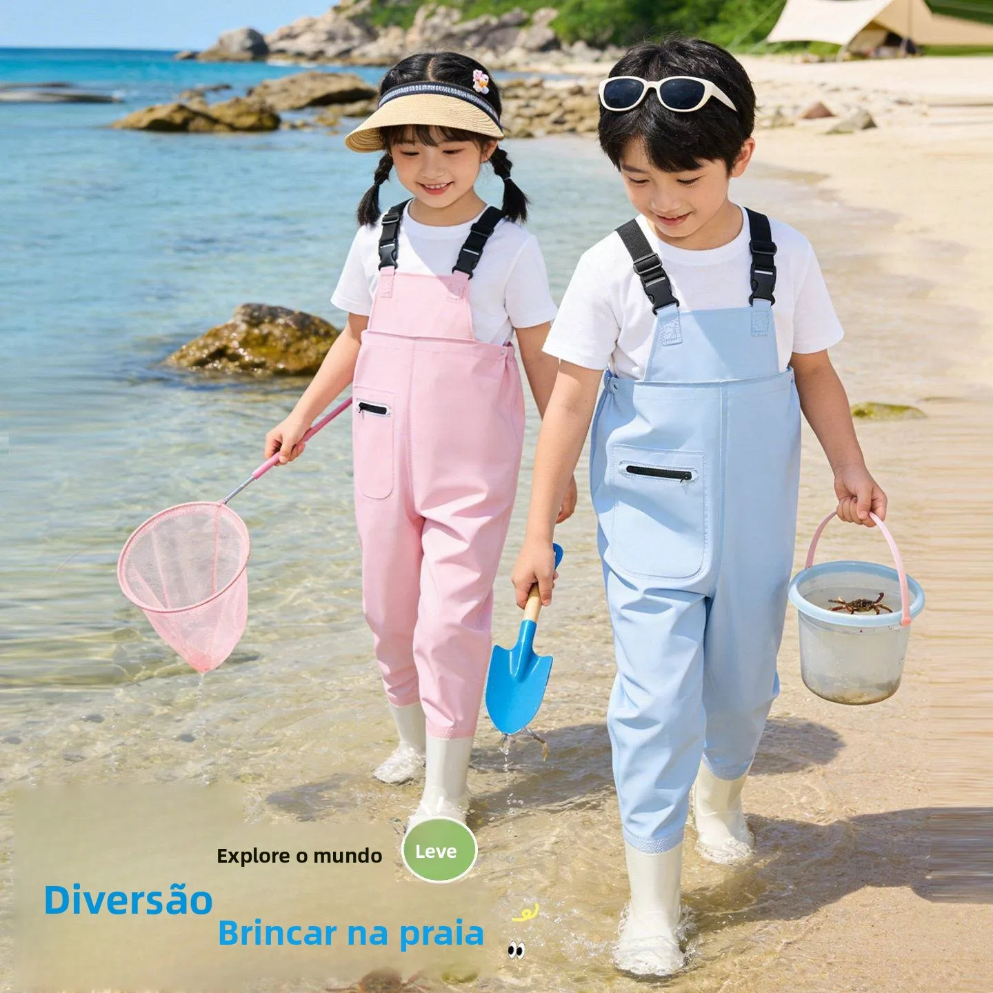 子供用防水オーバーオール釣りパンツビーチ用品遊び水魚レインパンツウェーディングスーツオーバーオール男の子女の子