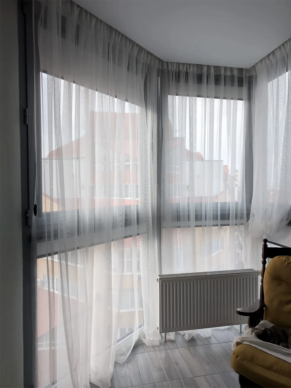 Asazal Weiß Tüll Sheer Bay Fenster Gaze Vorhänge Für Wohnzimmer Balkon Custom Größe Moderne Voile Vorhänge Schlafzimmer Dekoration – Detail 10