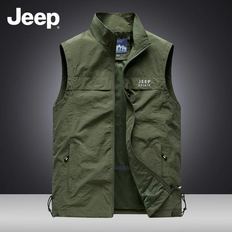 JEEP spirit new vest men's outdoor pocket loose vest casual camisole sleeveless fishing photography summer vest workwear