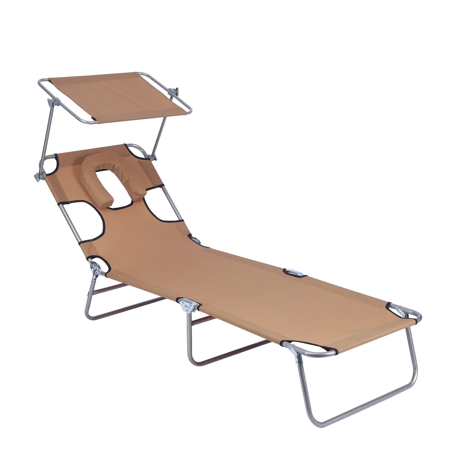 Versatile Aluminum Folding Chair for Adults Solid Wood Beach Chair Face Hole for Outdoor Pool Sunbathing Park Reading