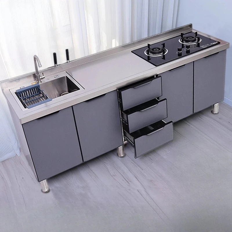 

Скандинавский креативный кухонный шкаф из нержавеющей стали, современная минималистичная раковина, раковина для мытья овощей, рабочая дизайнерская мебель FYKC