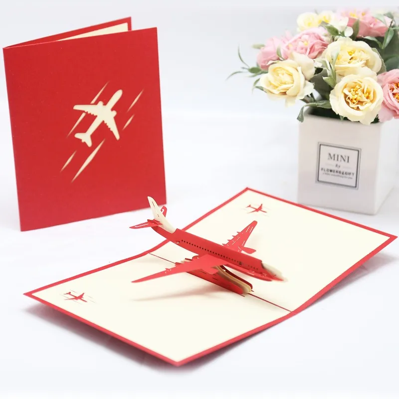 1 قطعة ثلاثية الأبعاد طوي طائرة بطاقات المعايدة ورقة نحت بطاقات نموذج زينة مهرجان جمع العرض هدية عيد ميلاد السياحية ZYF