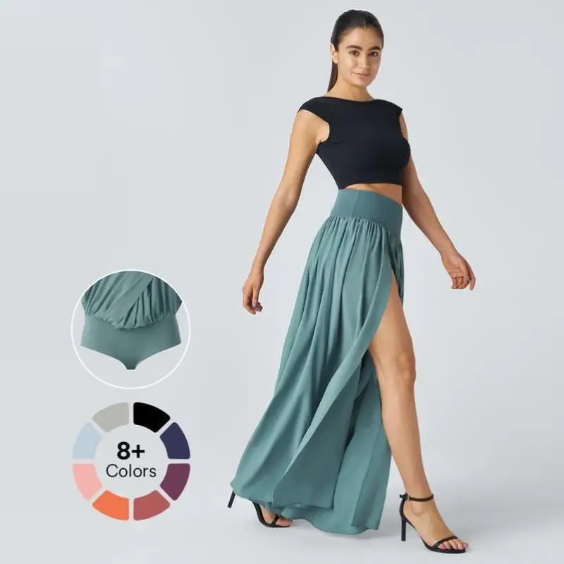 

High Waist Long Skirt Qui Dry Draped Ele Casual Sportswear Set Seven Sve Tirt ort Pants Autumn Season Faion