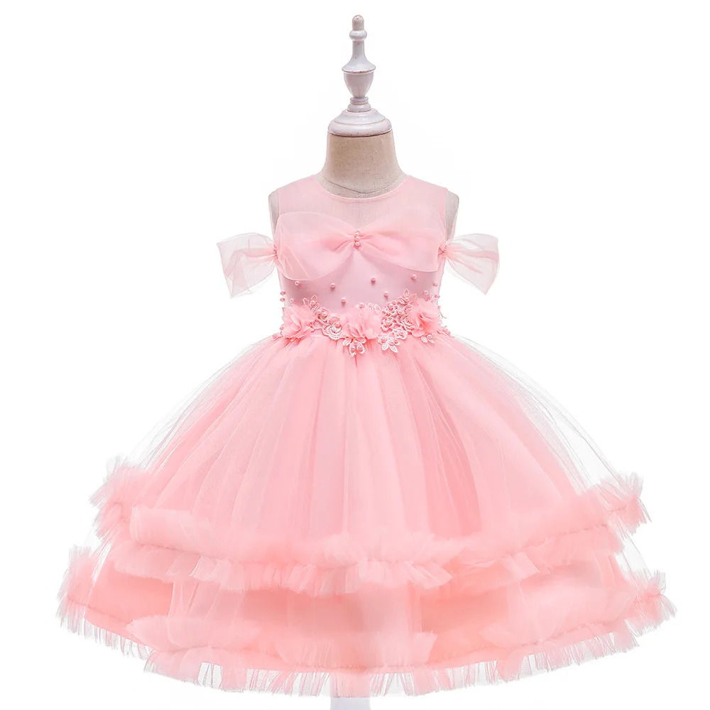 Girls Party Dresses 4 Colors 110cm-150cm Christmas Ball Gown Children Dress Off the Shoulder Wedding Birthday Costume