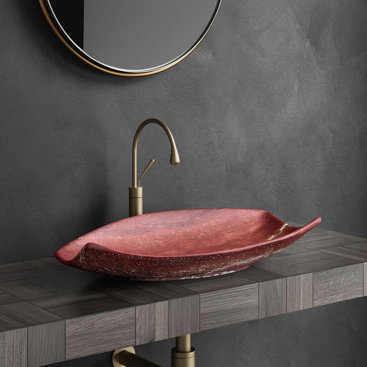 Wabi Sandy Wind Artificial Stone Wash Designer Creative Art Wash Basin Villa Bathroom