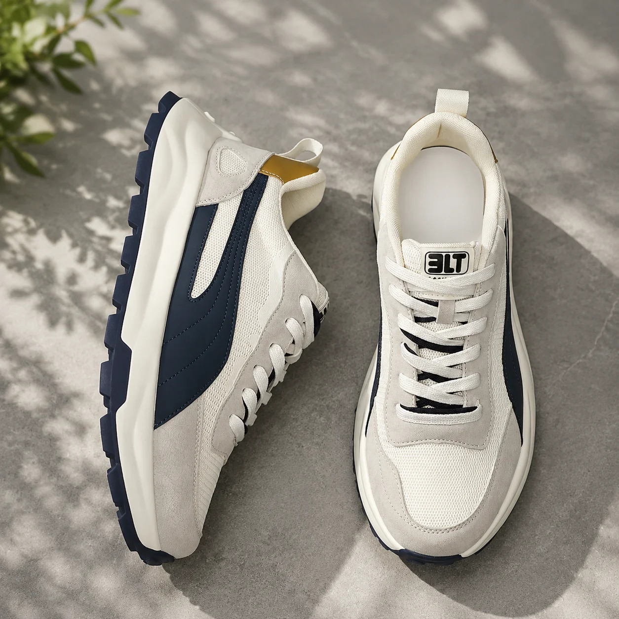 1 Pair Men's Plus Size Wide Toe Box Retro Platform Sneakers, Vintage Color Block Mesh Suede Patchwork Casual Trainers, Breathabl