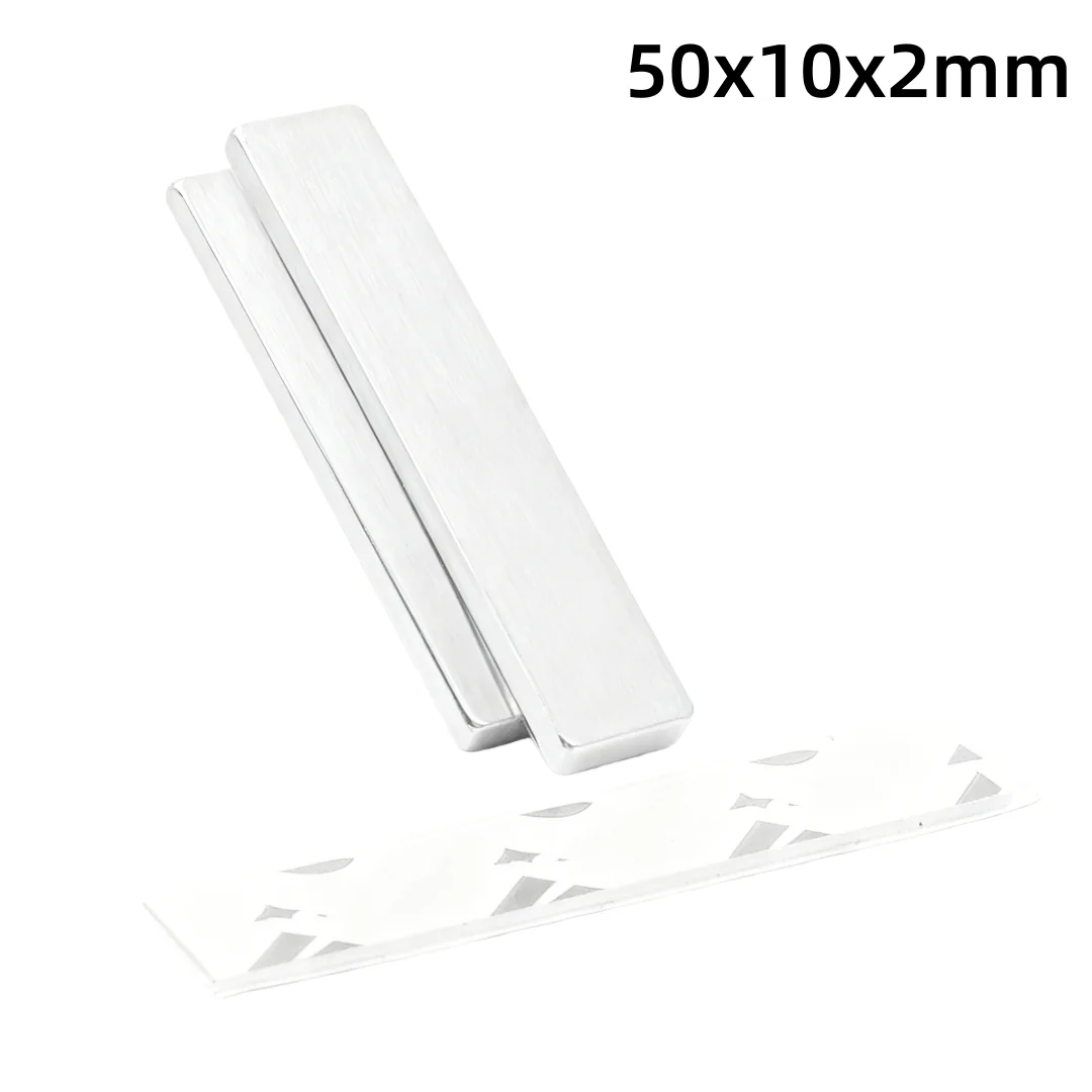 50x10x2mm Thin Block Powerful Strong Magnet With Glue Tape For Fridge, Diy, Building, Scientific, Craft,50*10*2 50x10x2