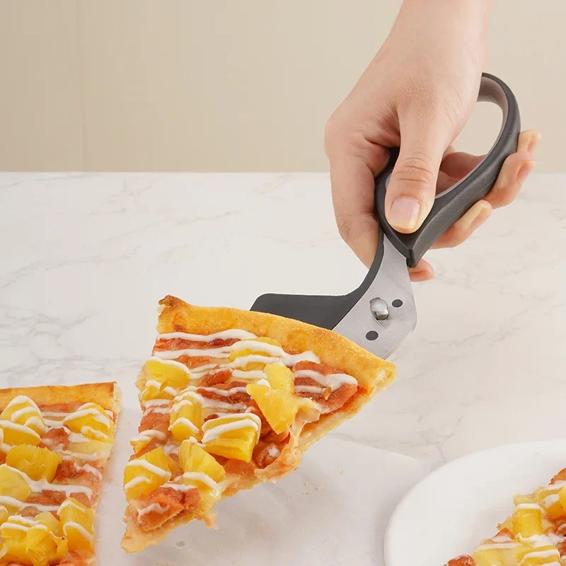 Tijeras multifuncionales 2 en 1, cortador de Pizza, bandeja de servidor, herramienta de pala de Pizza desmontable, Gadget de cocina de acero inoxidable