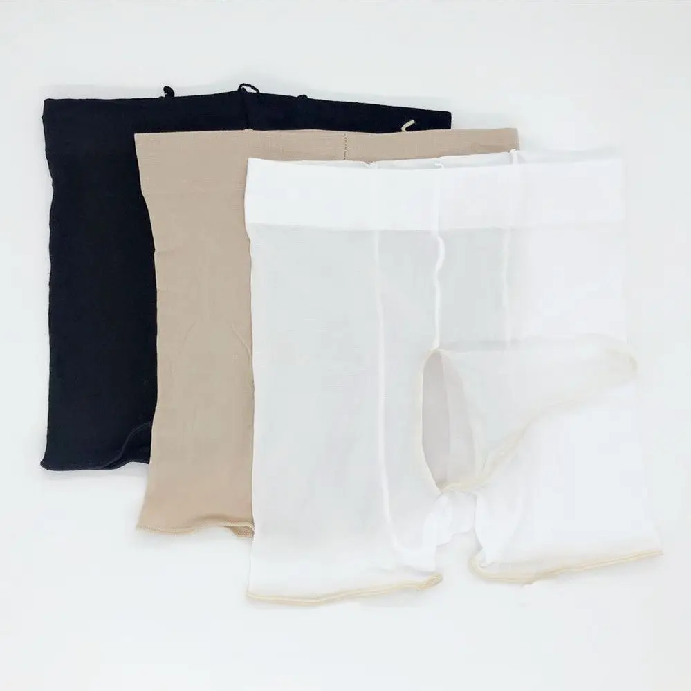 Men's Silk Stockings Panties Elephant Trunk Boxers Plus Sexy Pantyhose Hosiery Penis Hole Shorts Socks Dance Wear Novelty Exotic